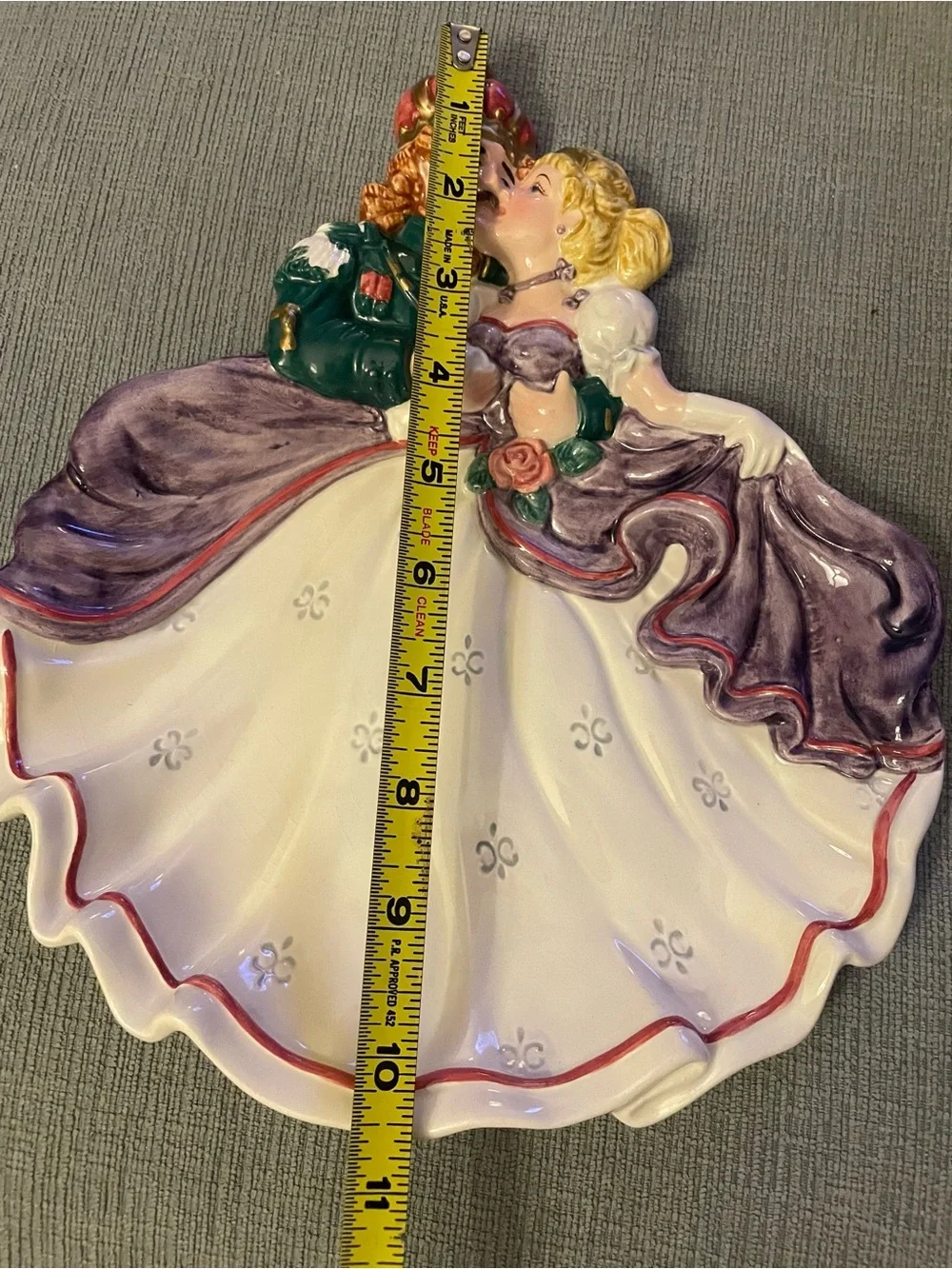 Decorative Bride and Groom Ceramic Trinket Dish in White and Purple